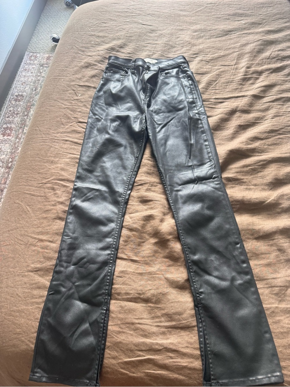 Abercrombie & Fitch Black Faux Leather Flare Jeans